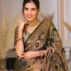 Dark Green Color Pure Organza Saree Adorned with Zari Weaving, Complete with Matching Blouse Piece - Image 2